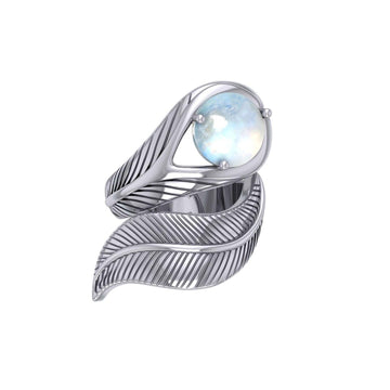 Stone Feather Silver Ring TRI2291 - Jewelry